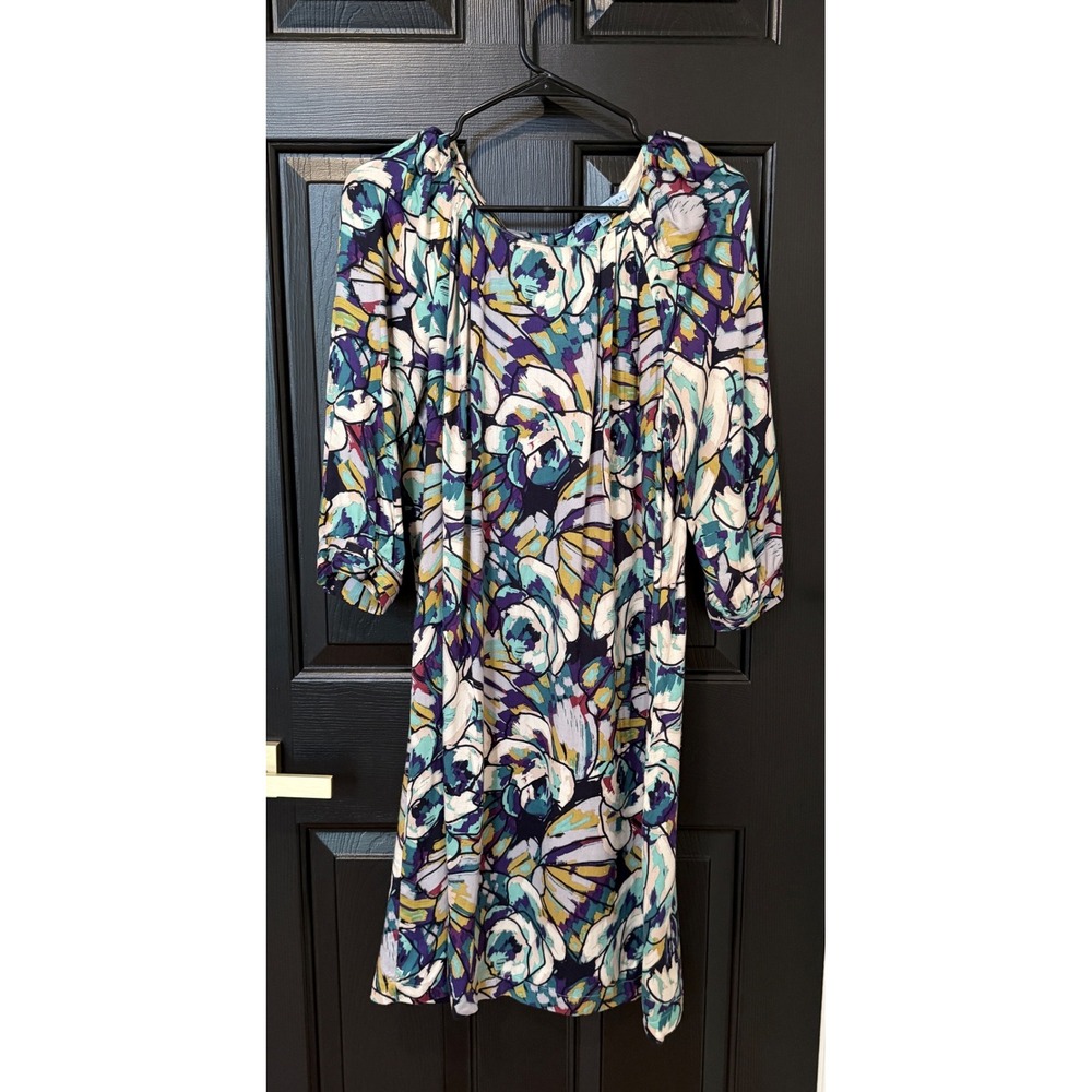Antonio Melani Floral Rayon Shift Dress Purple Teal Size 8 - Picture 2 of 10